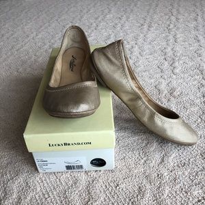 Gently worn gold lucky brand ballet flats